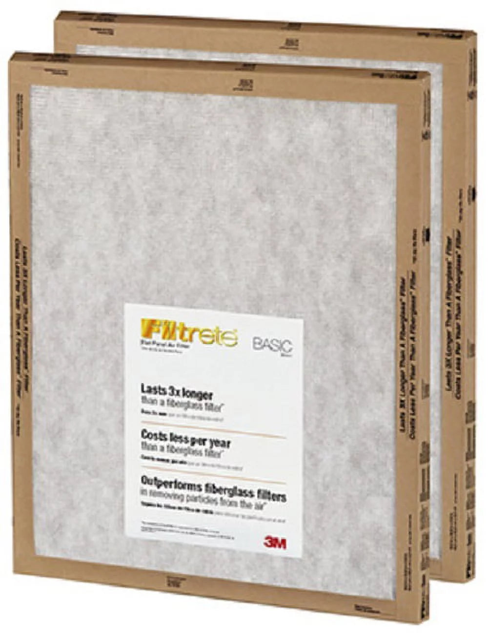 3m fpl20-2pk-24 filtrete 2 pack 12" x 24" x 1" merv 2 basic flat panel disposable air filters - quantity of 24