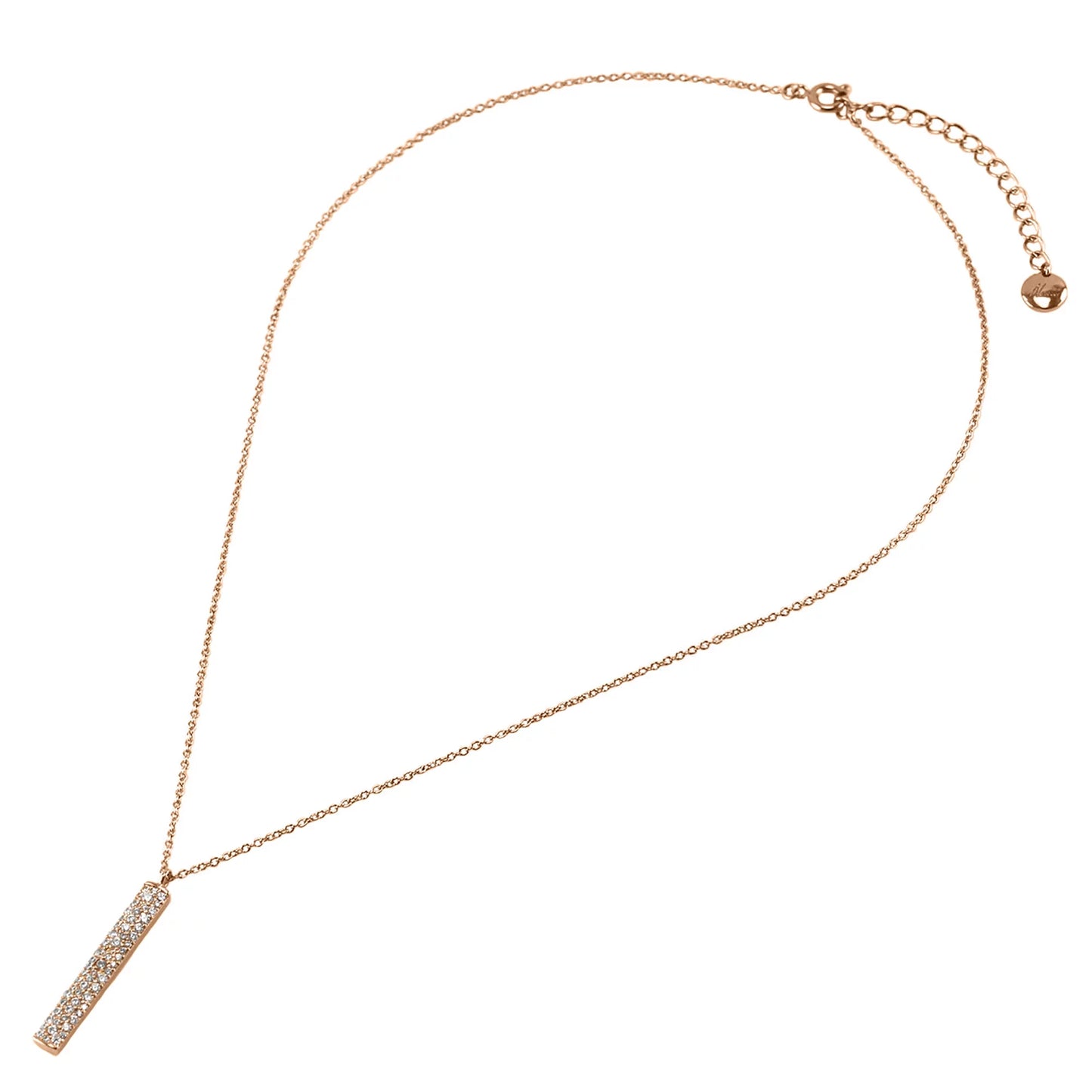 Blue box boutique inc rose gold plated cubic zirconia accented vertical bar pendant necklace for women, teens