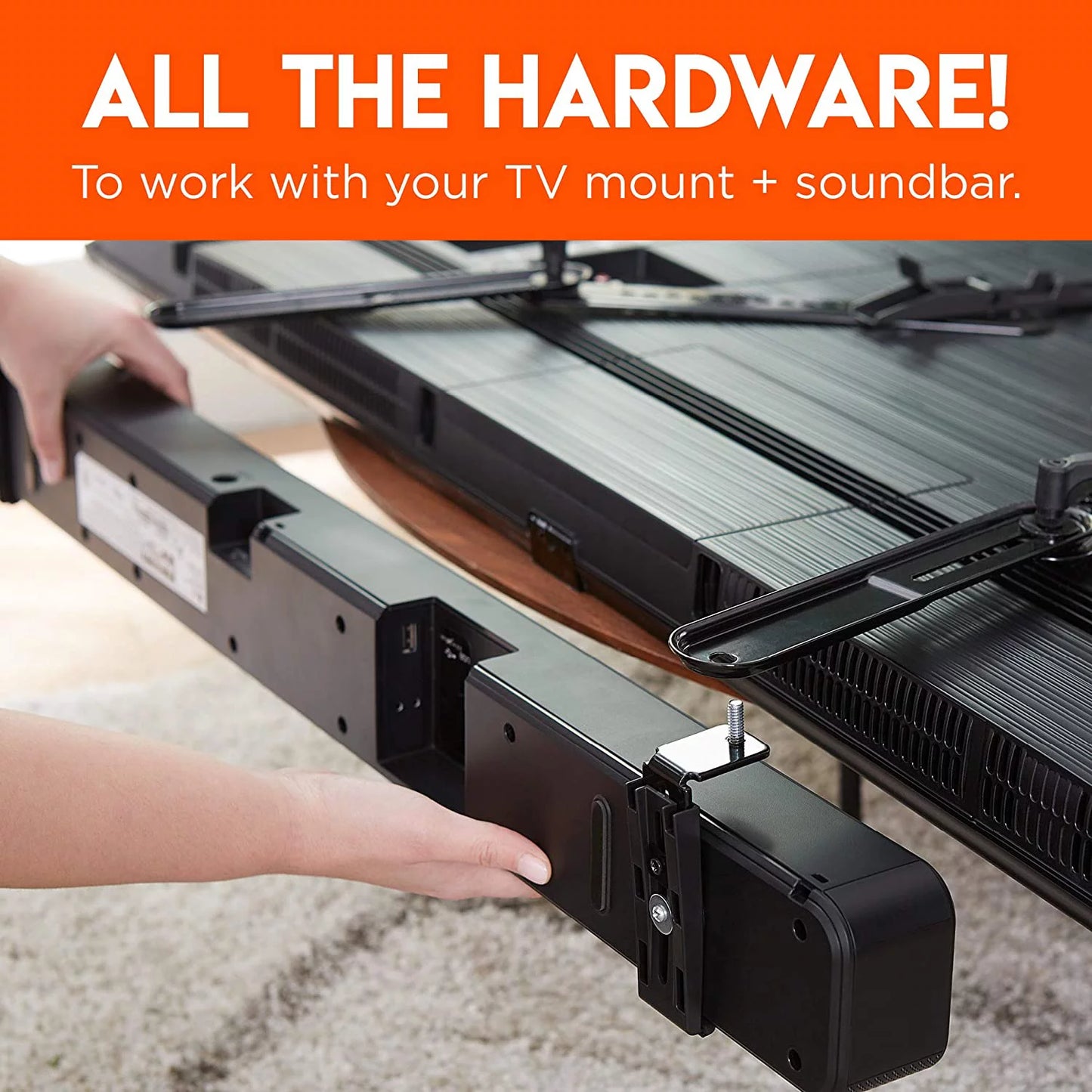 Echogear sound bar mounting brackets for tvs - adjust height & depth for maximum compatibility between your tv & soundbar - works with with lg, vizio, bose, dolby atmos speakers & more