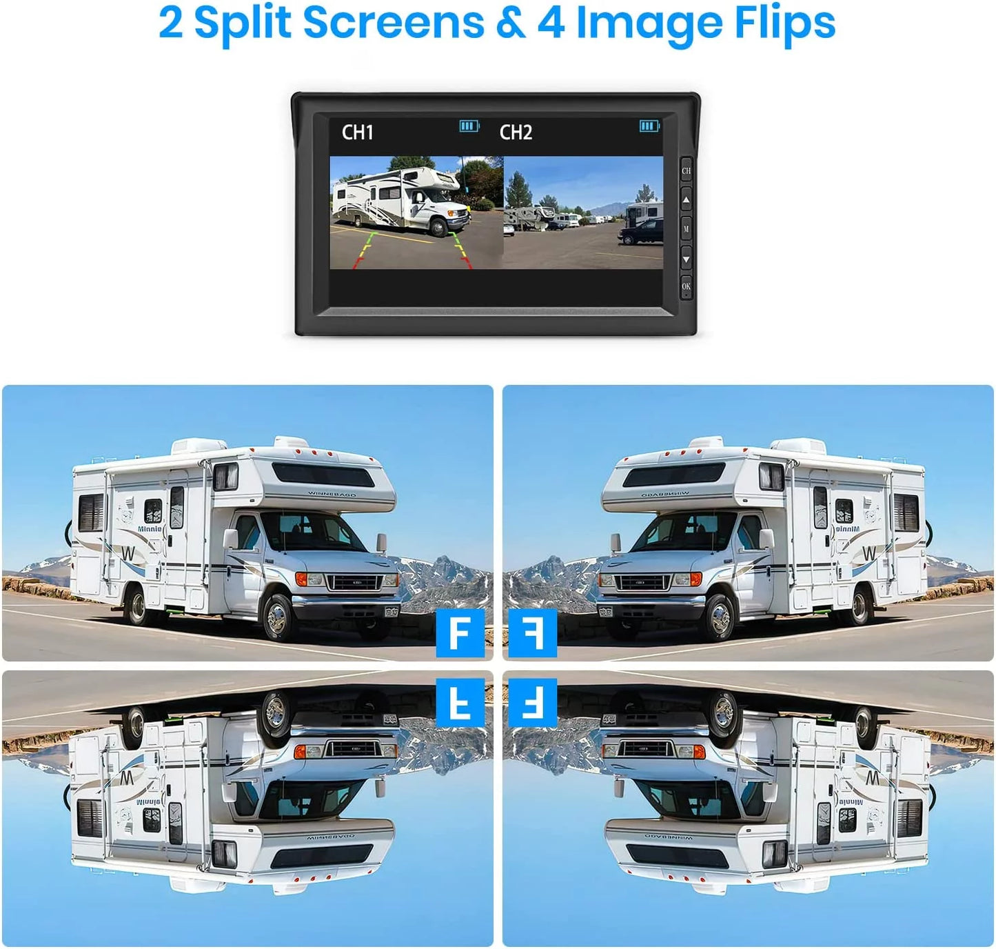 Auto-vox truck wireless backup camera with 7" monitor, trailer rear view camera, digital reverse camera for camper, vans