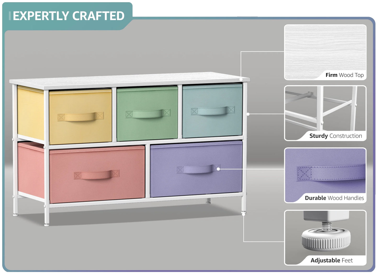 Storage cube dresser - pastel