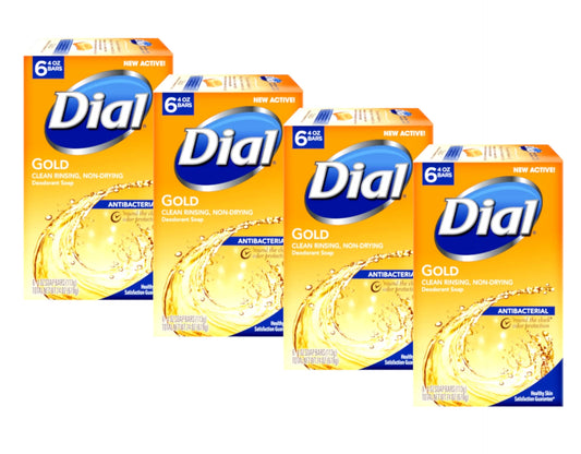 Dial gold antibacterial soap 4 ounce bars, 6 count - pack of 4