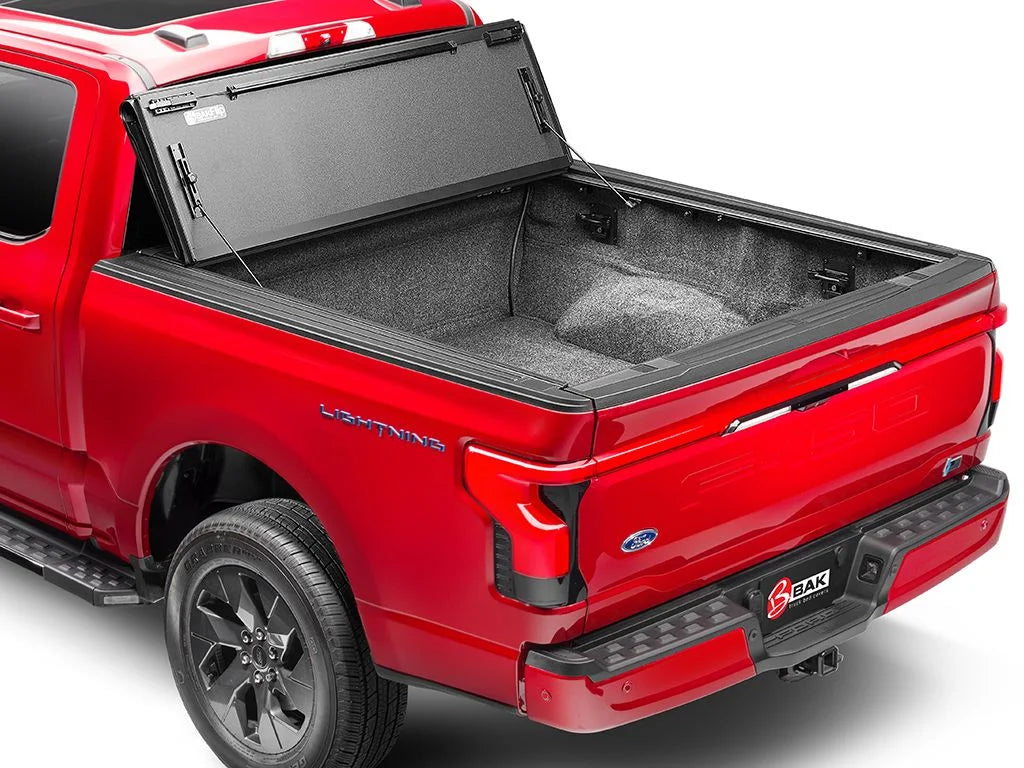 Bak by realtruck bakflip mx4 hard folding truck bed tonneau cover | 448525 | compatible with 2017 - 2023 nissan titan 5' 7" bed (67")