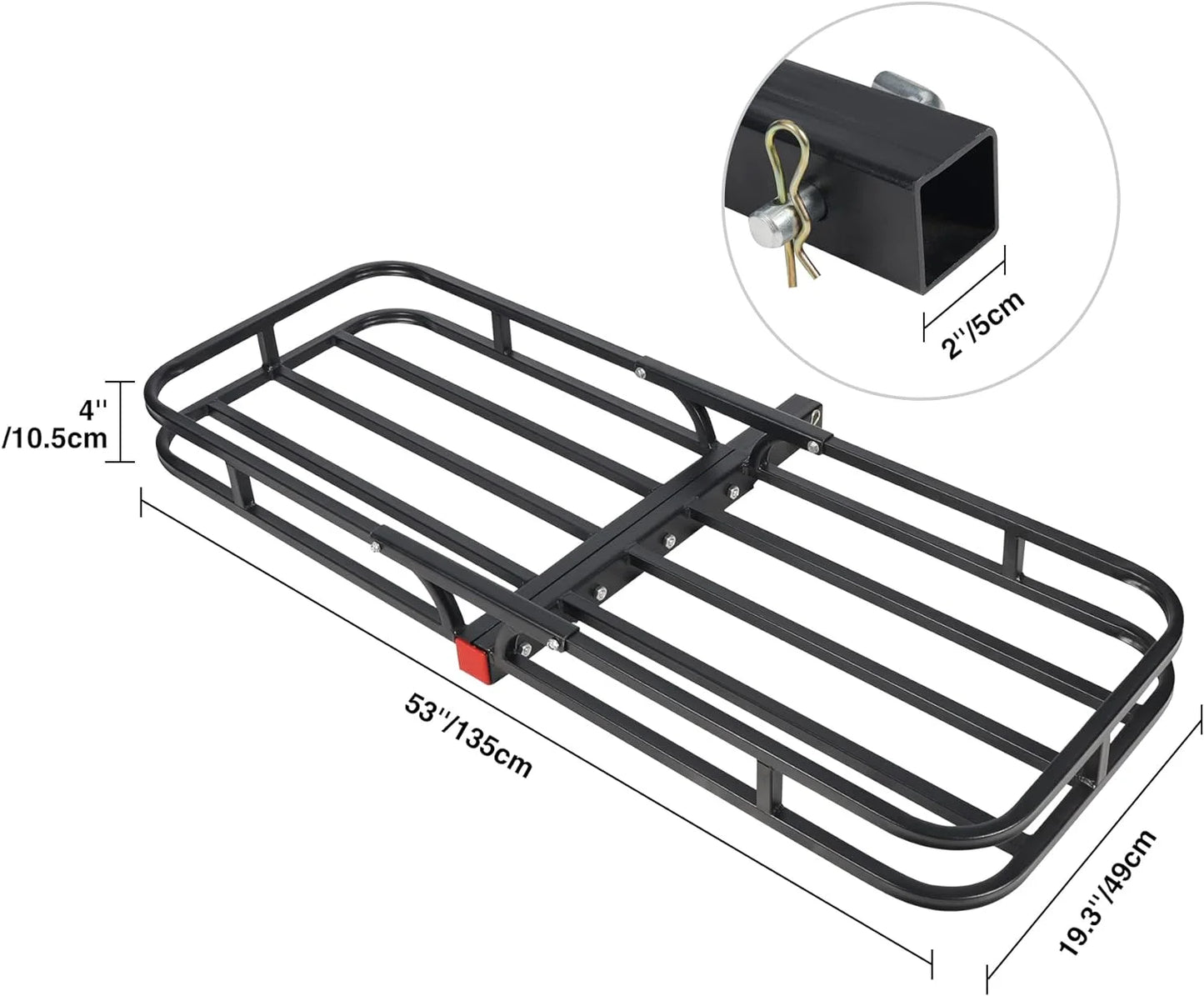 Redcamp folding hitch cargo carrier basket 500 lbs, 53" x 19.3" x 4" trailer hitch luggage rack for suv, truck, cars, small