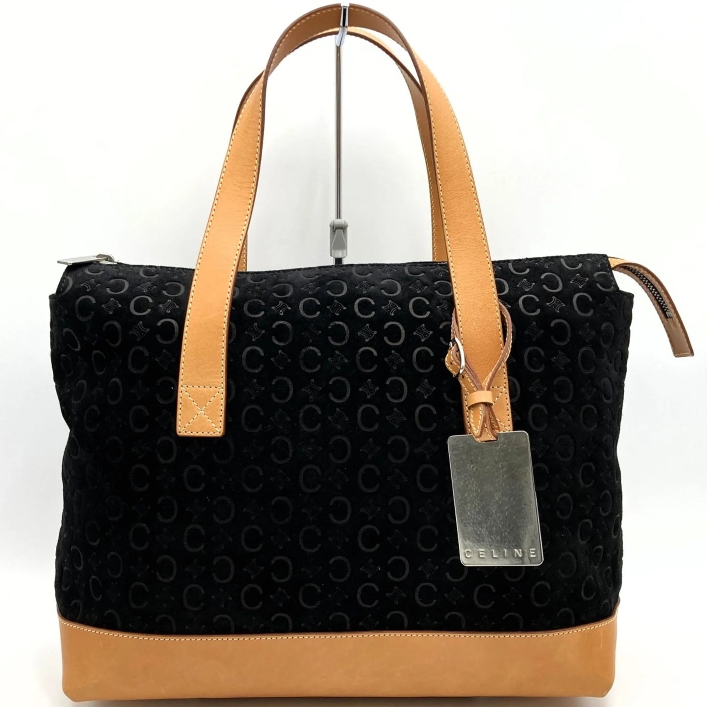 Pre-owned celine c macadam tote bag handbag black suede leather ladies fashion mc00 1 used (good)