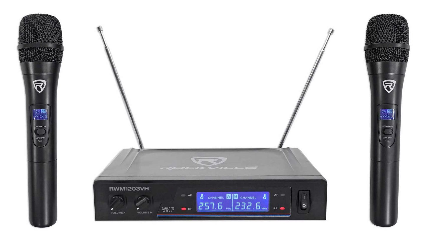 Rockville home theater/karaoke machine system w/5.25" sub+(2) wireless vhf mics