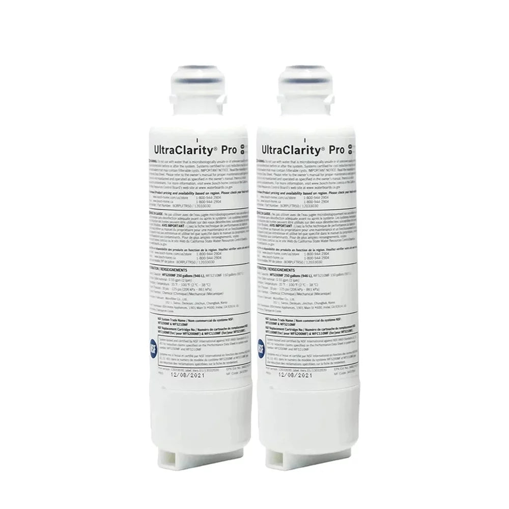 2 pack bosch ultraclarity pro water filter, borplftr50,borplftr55, ra450022, replfltr55, 11032531 replacement/compatible.