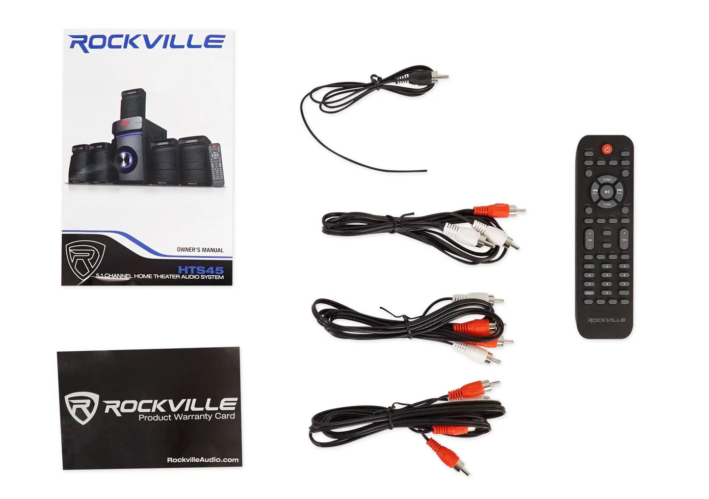 Rockville home theater/karaoke machine system w/5.25" sub+(2) wireless vhf mics