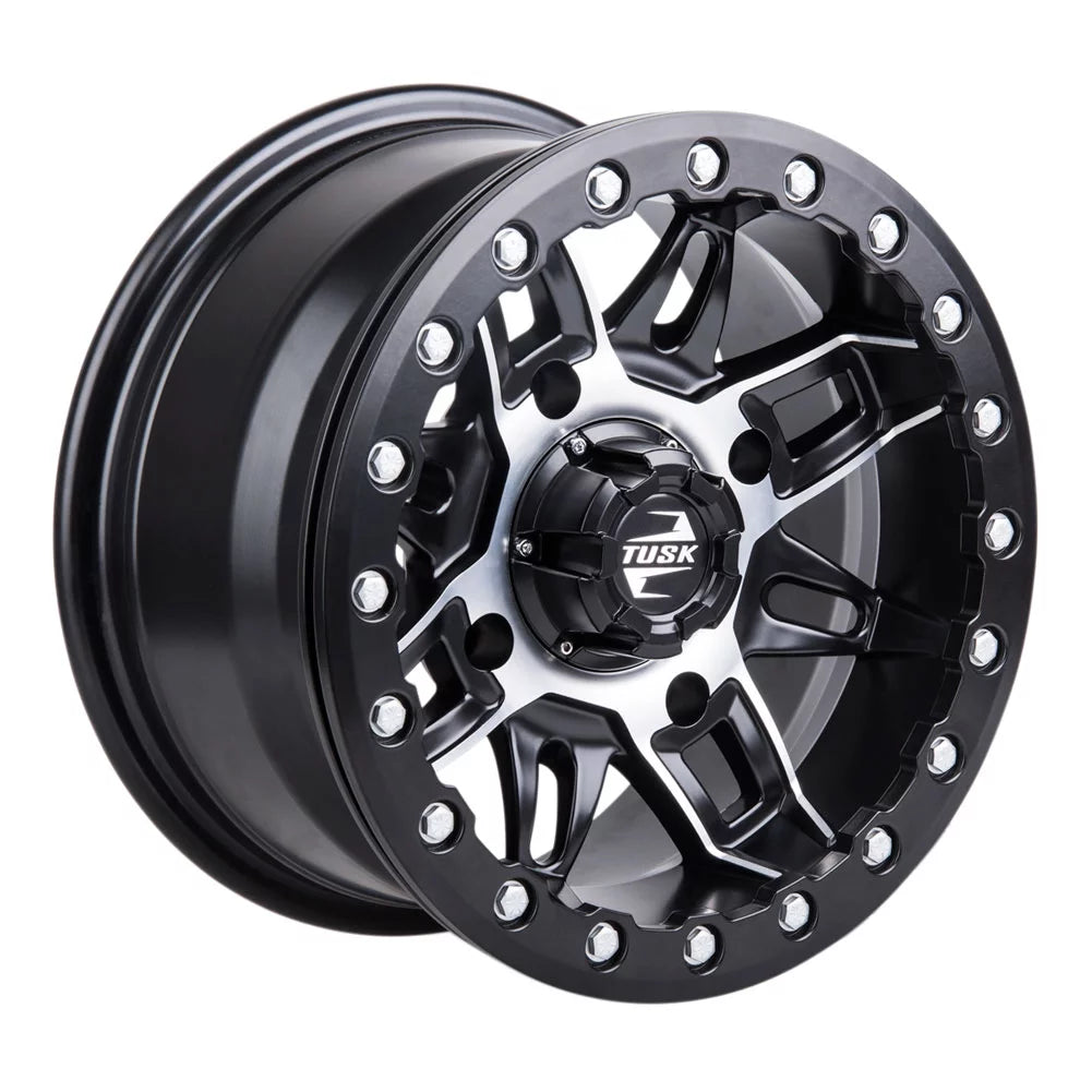 (2 pack) 4/137 tusk wasatch beadlock wheel 15x7 5.0 + 2.0 machined/black for can-am defender hd10 pro limited 2021-2022