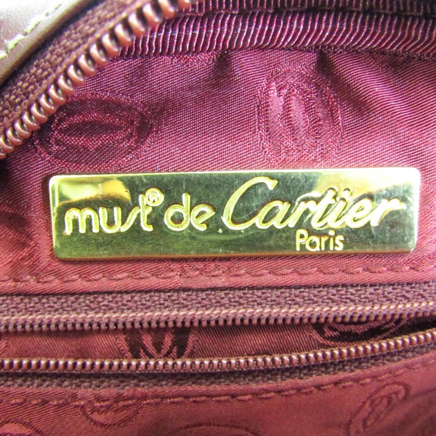 Pre-owned cartier must women's leather shoulder bag bordeaux (good)