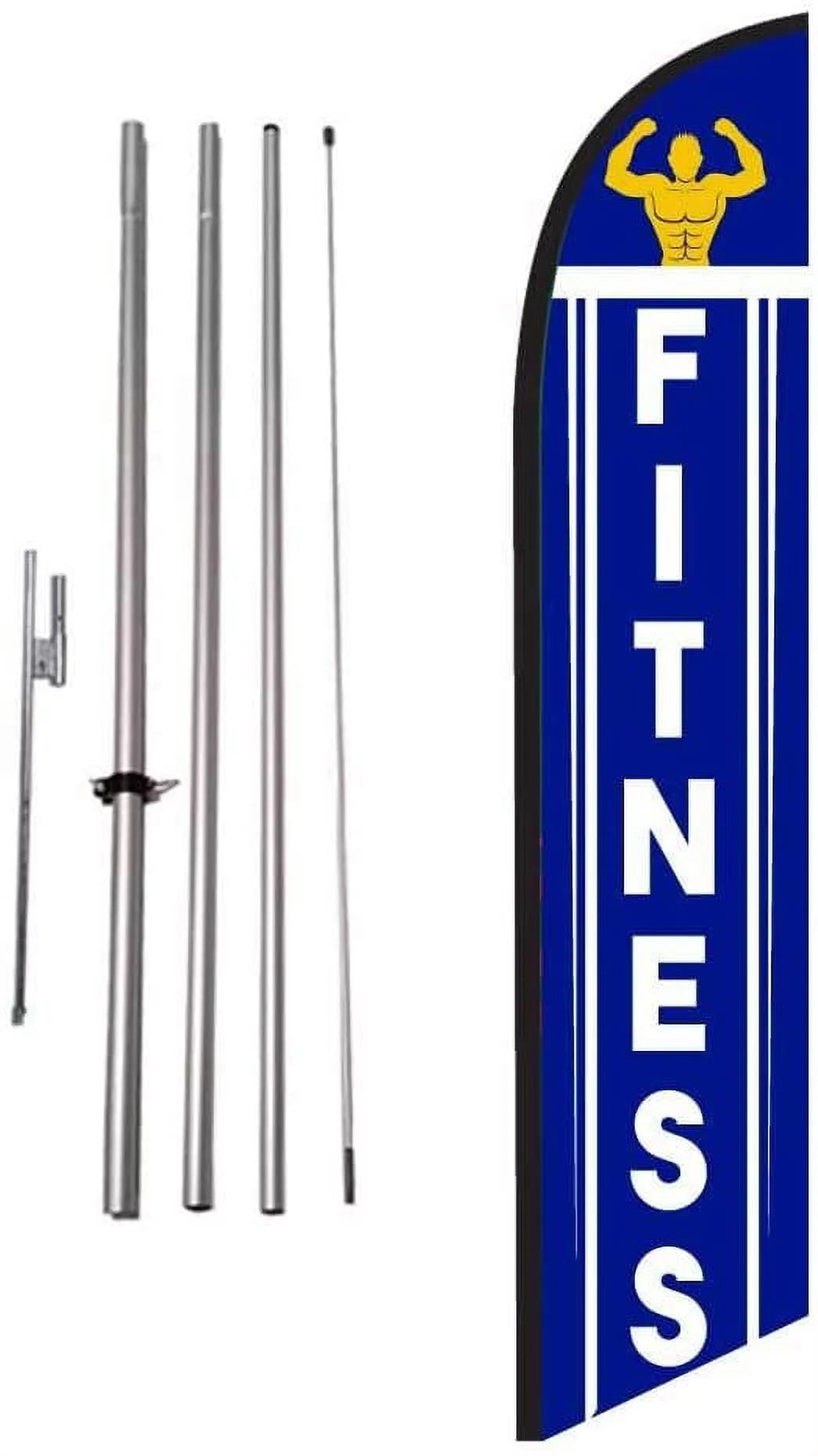 Fitness gym center advertising feather banner swooper flag sign with flag pole kit and ground stake