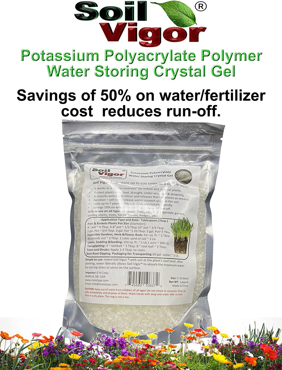 Potassium polyacrylate keep moisture and regulate the ph of soil for plant 5 pounds