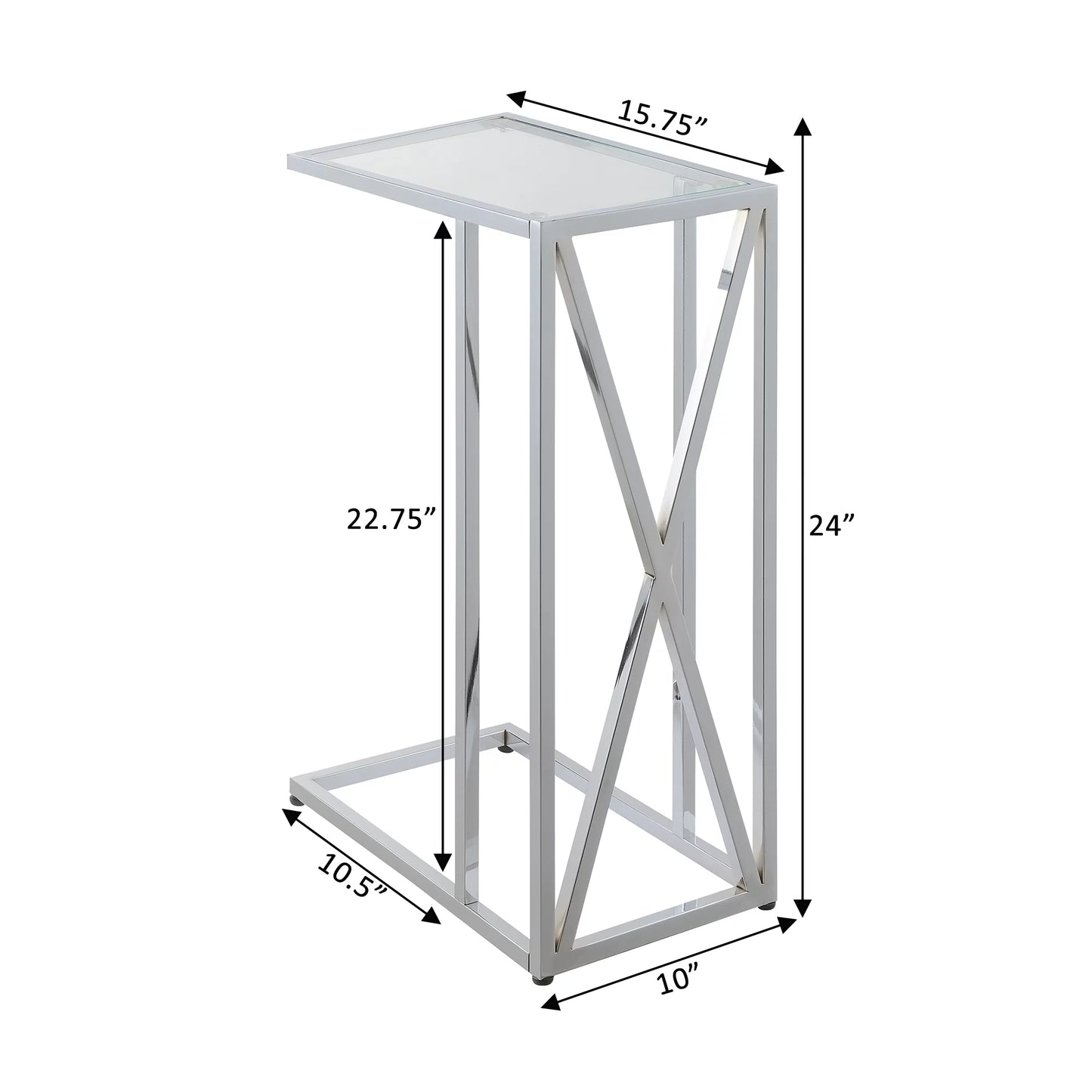 Convenience concepts oxford chrome glass c end table in glass & chrome frame