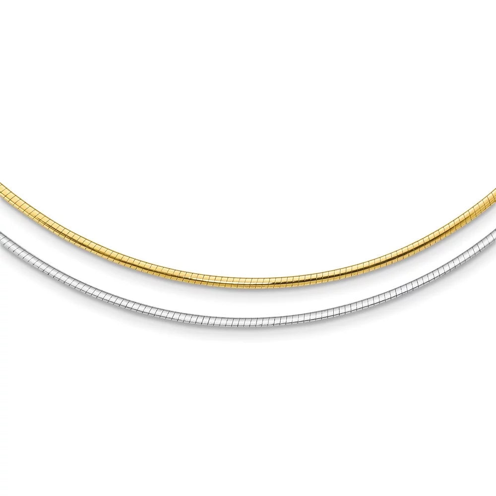 Auriga 14k two-tone gold reversible 2mm omega necklace 18inch for women